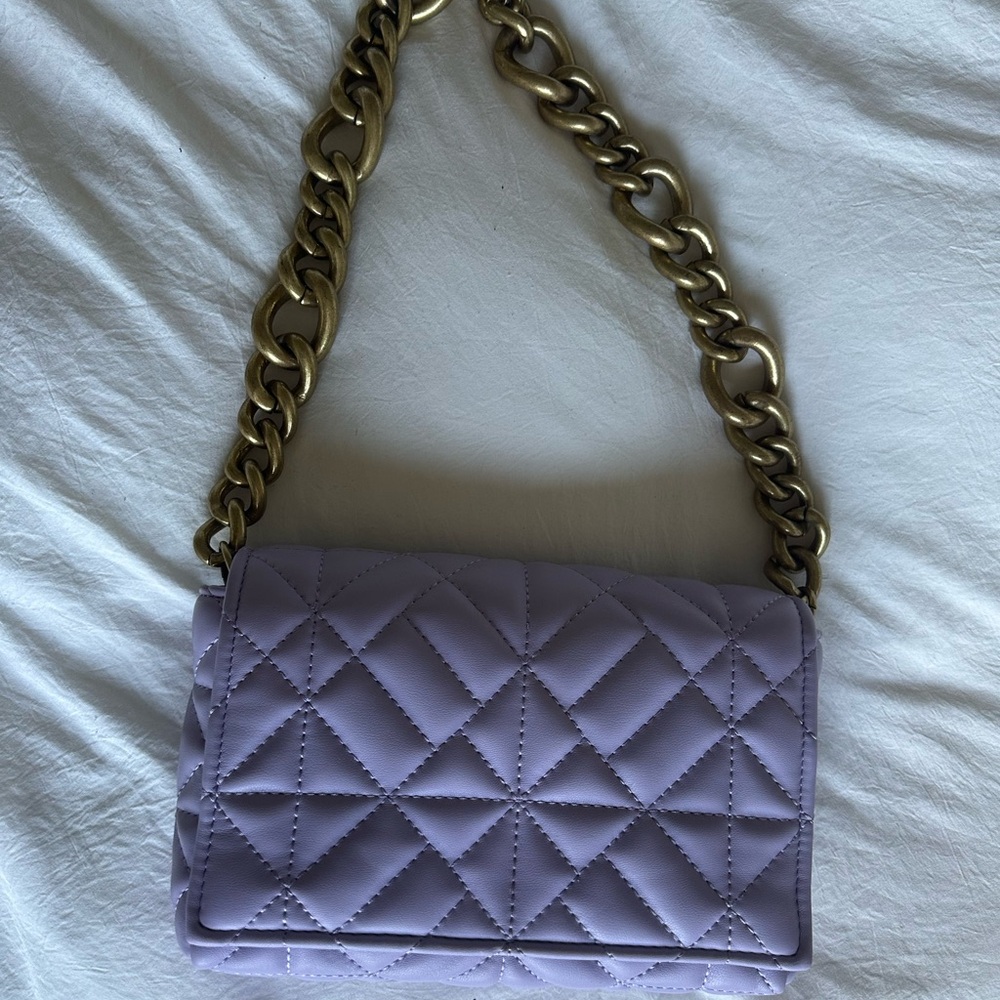 Zara Quilted Purple Chain Shoulder Bag